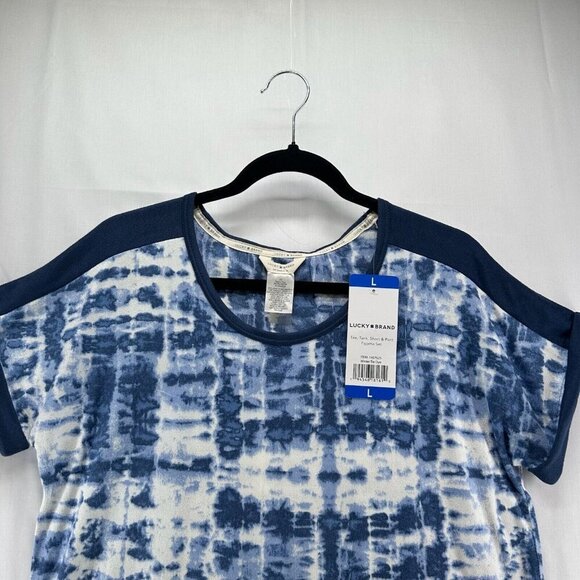 Lucky Brand Pajama Top Womens Sz L Tie Dye Round Neck Cuff Dolman Sleeve Blue - Picture 3 of 10